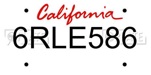 6RLE586 California License Plate