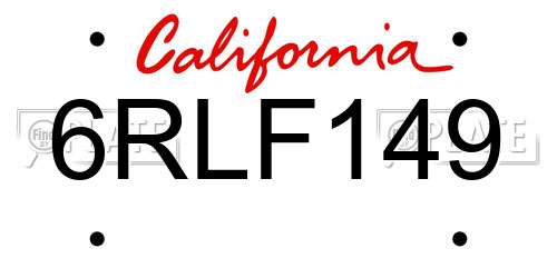6RLF149 California License Plate