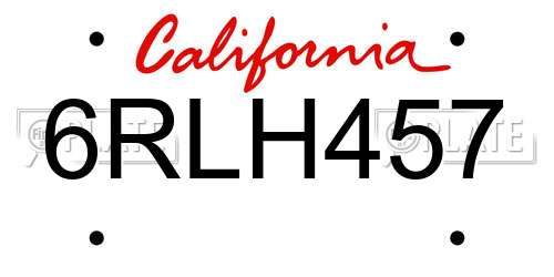6RLH457 California License Plate