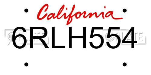 6RLH554 California License Plate