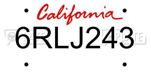 6RLJ243 California License Plate