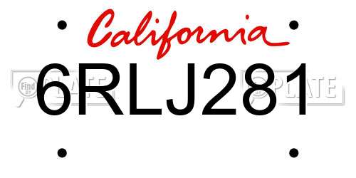 6RLJ281 California License Plate