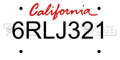 6RLJ321 California License Plate