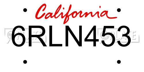 6RLN453 California License Plate