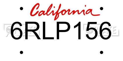 6RLP156 California License Plate