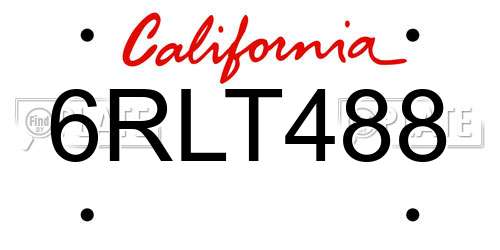 6RLT488 California License Plate
