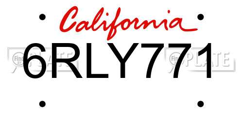 6RLY771 California License Plate