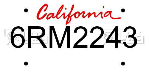 6RM2243 California License Plate