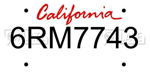 6RM7743 California License Plate