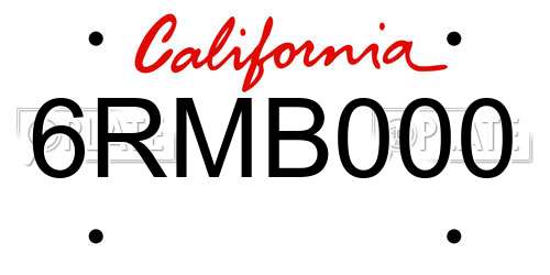6RMB000 California License Plate