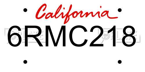 6RMC218 California License Plate