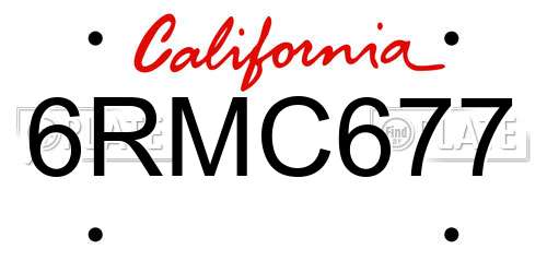6RMC677 California License Plate