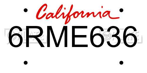 6RME636 California License Plate