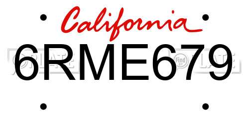 6RME679 California License Plate