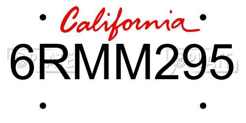 6RMM295 California License Plate
