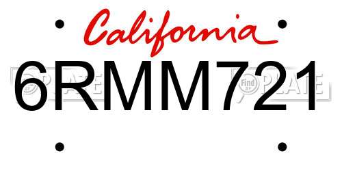 6RMM721 California License Plate