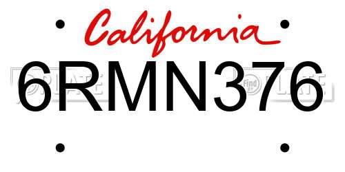 6RMN376 California License Plate