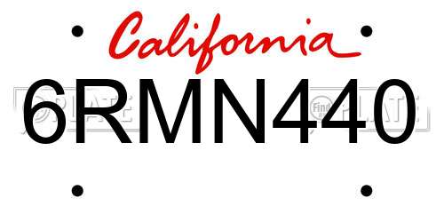 6RMN440 California License Plate