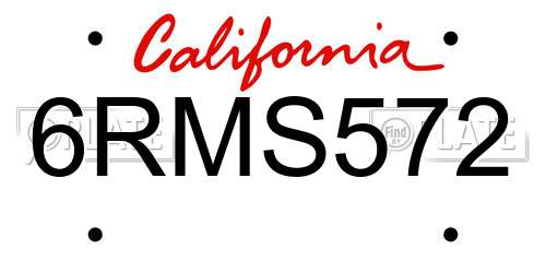 6RMS572 California License Plate