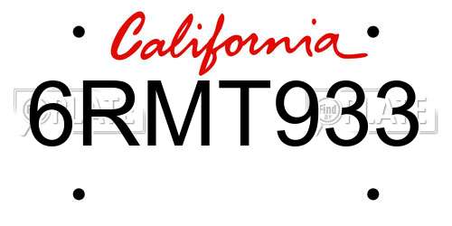6RMT933 California License Plate