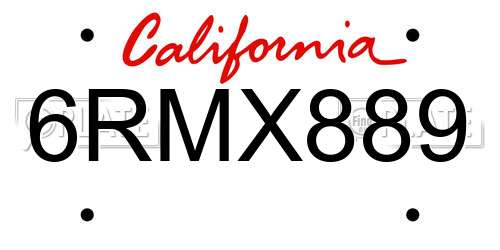 6RMX889 California License Plate