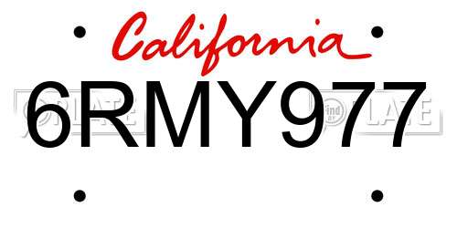 6RMY977 California License Plate