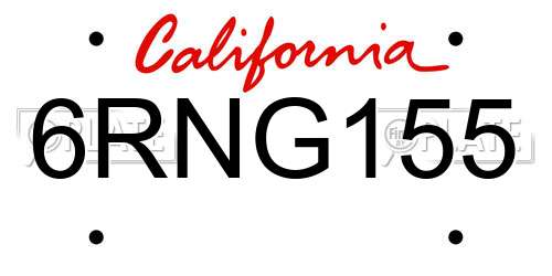 6RNG155 California License Plate
