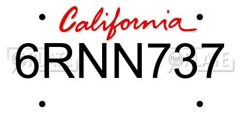 6RNN737 California License Plate