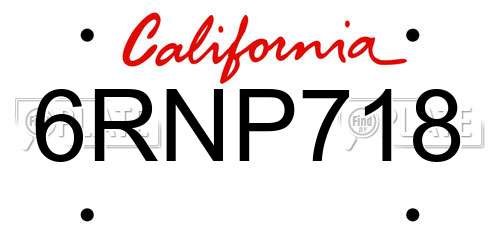 6RNP718 California License Plate