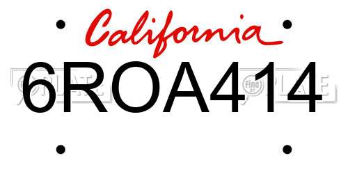 6ROA414 California License Plate