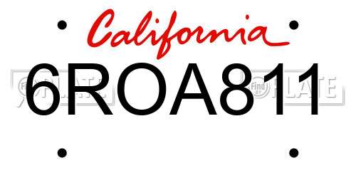 6ROA811 California License Plate