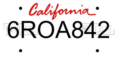 6ROA842 California License Plate