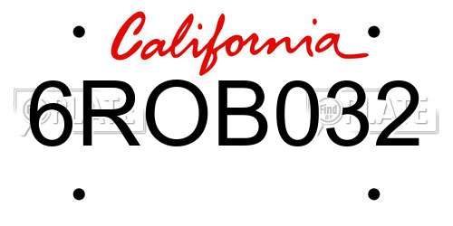 6ROB032 California License Plate