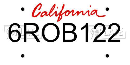 6ROB122 California License Plate