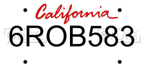 6ROB583 California License Plate