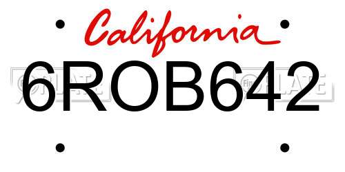6ROB642 California License Plate