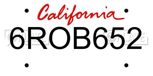 6ROB652 California License Plate