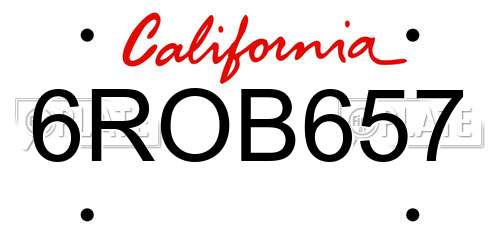 6ROB657 California License Plate