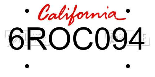 6ROC094 California License Plate