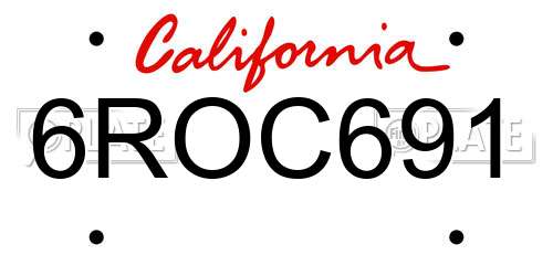6ROC691 California License Plate