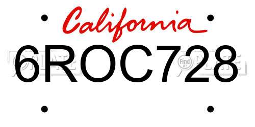 6ROC728 California License Plate