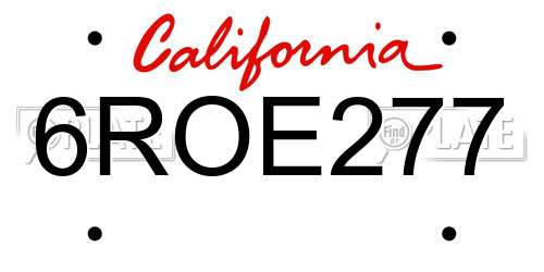 6ROE277 California License Plate