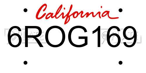 6ROG169 California License Plate
