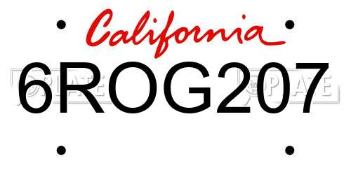 6ROG207 California License Plate