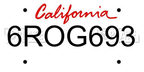 6ROG693 California License Plate