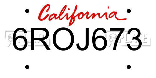 6ROJ673 California License Plate