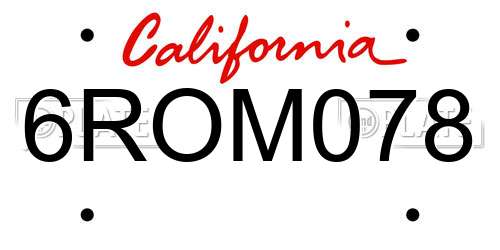 6ROM078 California License Plate