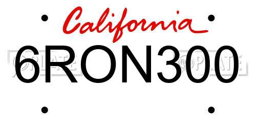 6RON300 California License Plate