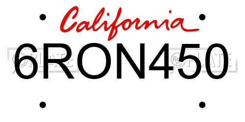 6RON450 California License Plate
