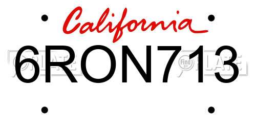6RON713 California License Plate